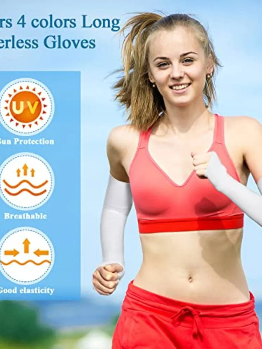 4 Pairs Fingerless UV Protection Arm Sleeves for Women Men